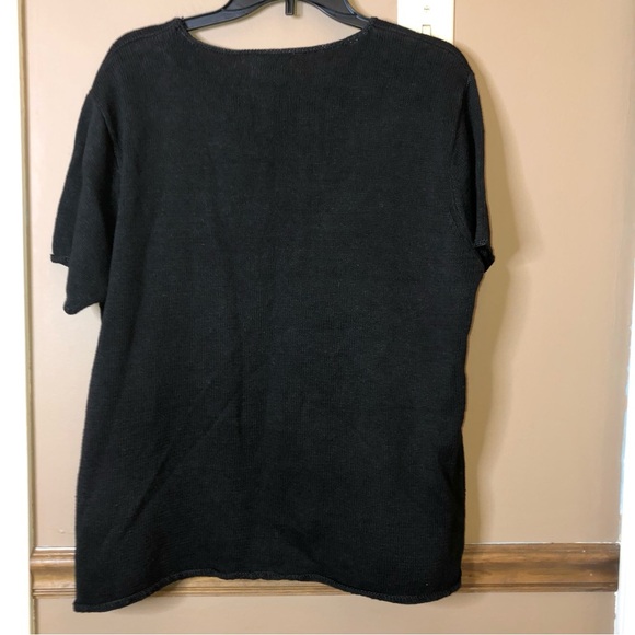 Jenny Vintage Ramie Short Sleeve Sweater Floral Safari Animal Print Black XL - Picture 2 of 6